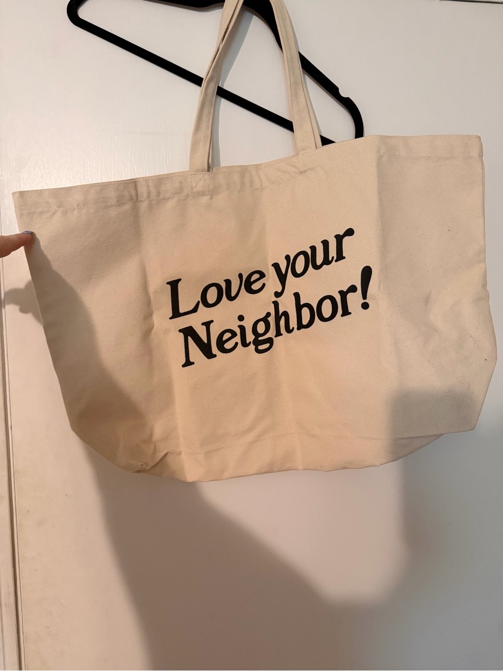 Canvas Tote Bag "Love Your Neighbor" - Natural with Black Print